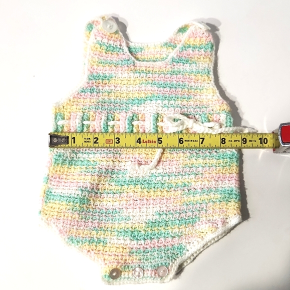 Knitted Spring Variegated Pastel Baby Romper - Picture 7 of 10